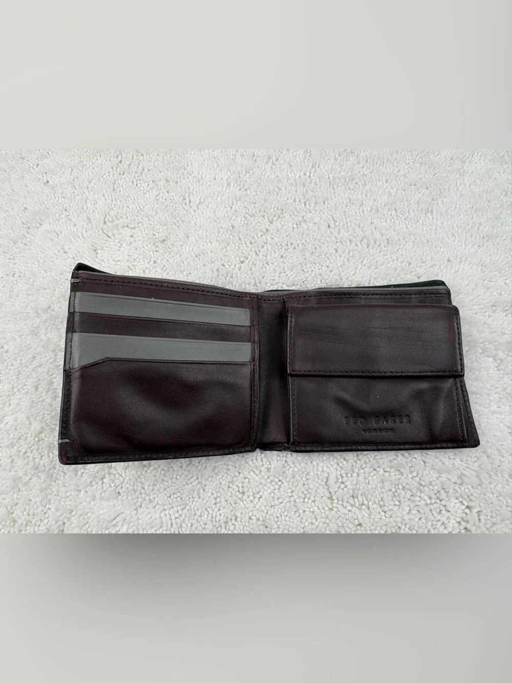 Ted Baker London Black and Deep Burgundy/Brown Bifold Wallet